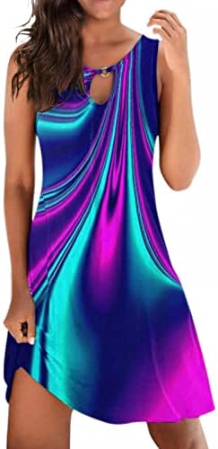 lczıwo kadın Yaz Elbiseler 2023 Gül Baskı Kolsuz Gömlek Sundress Casual Gömme Kısa Plaj Tankı Elbise