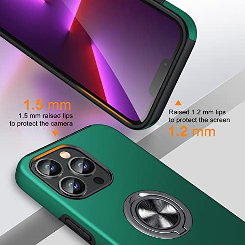 JAME 2 Paket Cam ekran Koruyucu ile iPhone 13 Pro Max Kılıf için tasarlanmış, Metal halka Kickstand ile ince darbeye