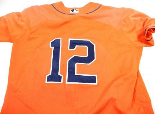 2013-19 Houston Astros 12 Oyun Kullanılmış Turuncu Forma İsim Plakası Kaldırıldı 44 DP23619 - Oyun Kullanılmış MLB