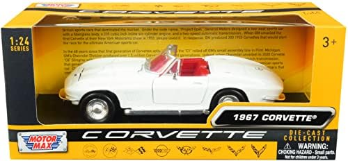 Motormax Oyuncak 1967 Chevy Corvette C2 Cabrio Beyaz Kırmızı İç Tarihi Corvette Serisi 1/24 pres döküm model araba