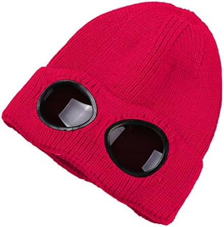 Unisex Yün Örme Gözlük Bere, Sıcak Kış Şık Şapka Açık Spor Kap