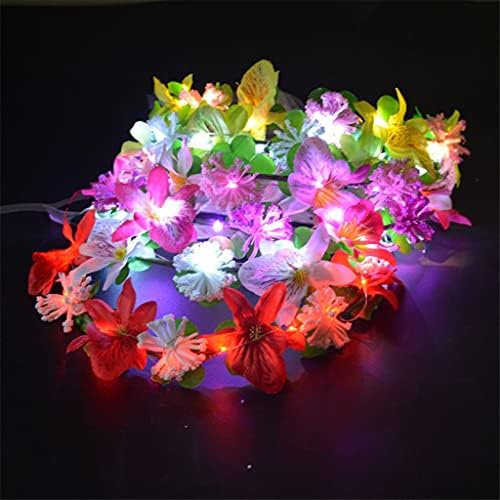 GSDNV 2 Pcsdıy Saç Led ışık zinciri Kulak Çiçek Çelenk Glow Yanıp Sönen Saç şekillendirici aracı Örgü Doğum Günü