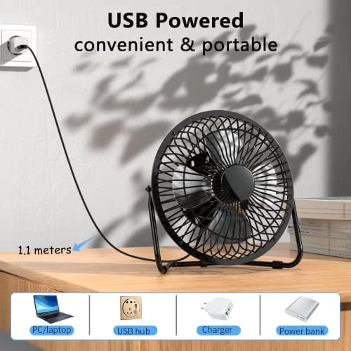 Zuvas masa fanı Sessiz Küçük USB Fan 360 ° Rotasyon Taşınabilir Masa Fanı 2 Hız Mini Kişisel Fan Hava Soğutma Elektrikli