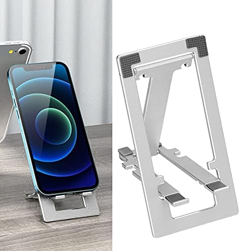 Tablet Standı, Alüminyum Alaşımlı Ayarlanabilir Katlanabilir cep tablet telefon Standı Evrensel Hafif Masa (Gümüş)
