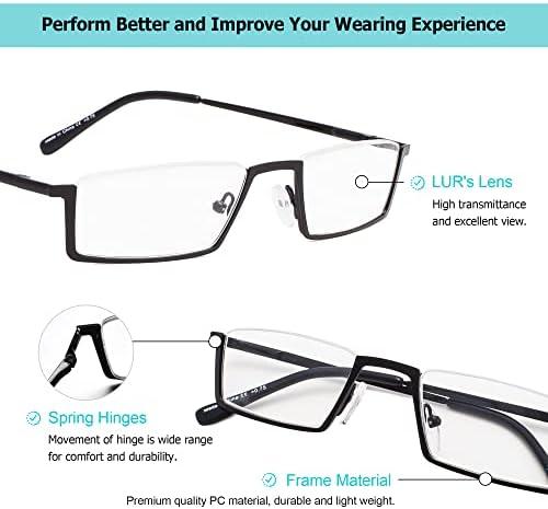 LUR 3 Paket Yarım jant Metal okuma gözlüğü + 4 Paket Klasik okuma gözlüğü(Toplam 7 Çift Okuyucu +1.25)