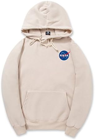 CORİRESHA Moda NASA Logo baskılı kapüşonlu svetşört Sweatshirt Cepli (Standart Bedenden Küçük)