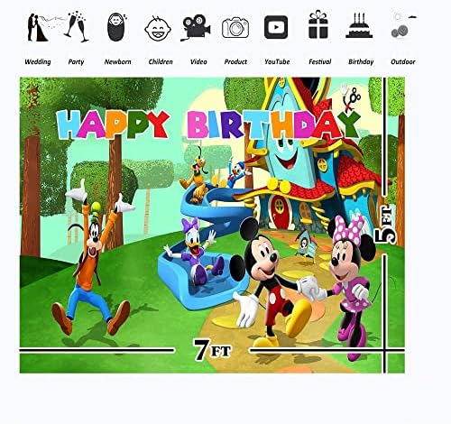 Mehtap Stüdyo Mickey Mouse Funhouse Doğum Günü Partisi Malzemeleri Afiş 7x5ft Mutlu Doğum Günü Mickey Mouse Funhouse