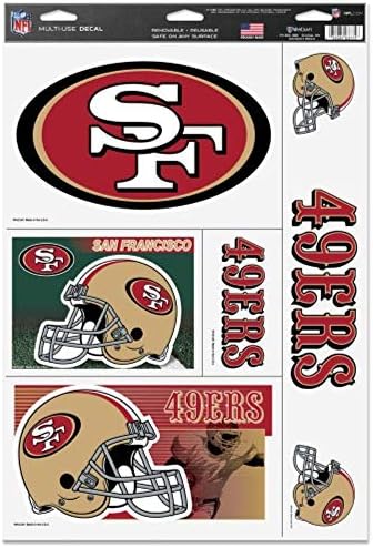 NFL San Francisco 49ers 11x17 Çok Amaçlı Çıkartma, Tek Beden, Takım Rengi