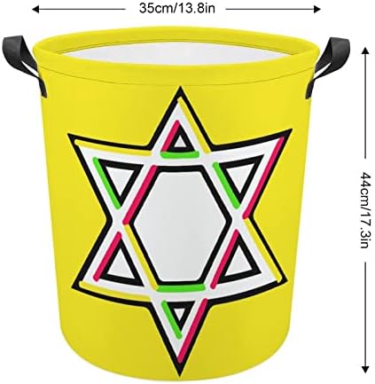 Renkli Yahudi Yıldız çamaşır sepeti Katlanabilir Uzun Boylu Giysi Sepeti Kolları ile saklama çantası