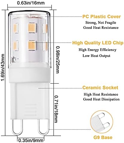 G9 LED Ampul 3W eşdeğer G9 Halojen Ampul 30W, 2700K Sıcak Beyaz G9 Ampul Kısılabilir Ev Aydınlatma için(6 Paket)