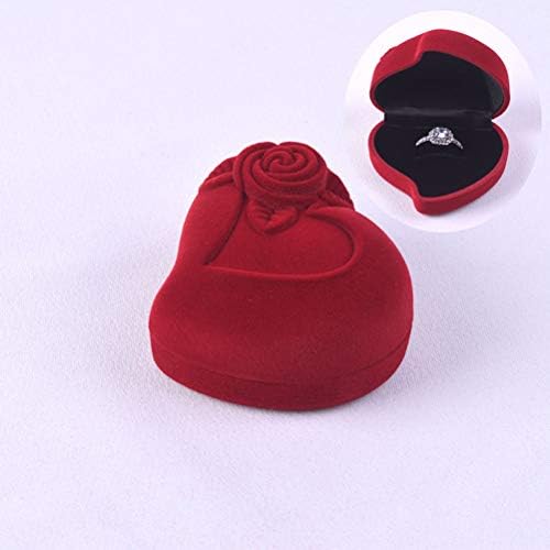 KESYOO 3 Adet Takı Yüzük Kutusu Kalp Şeklinde Saklama Kutusu Kırmızı Gül Desen Aşk Yüzük Saklama Ekran Kutusu Alyans