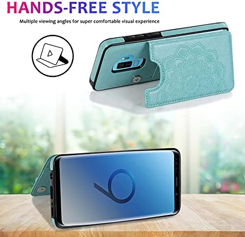 Asuwish Telefon samsung kılıfı Galaxy S9 Artı Temperli Cam Ekran Koruyucu ve Cüzdan Kapak Deri Flip Kredi kart tutucu