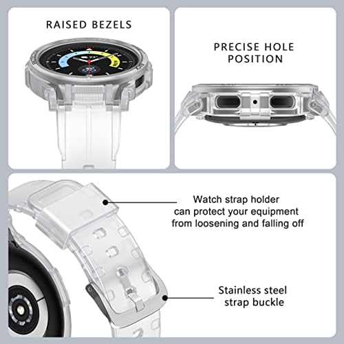 Samsung Galaxy Watch 5 Pro Band 45mm ile uyumlu, Tek parça kordonlu saat Kılıfı, askeri Spor Sağlam Bant Kılıf Koruyucu