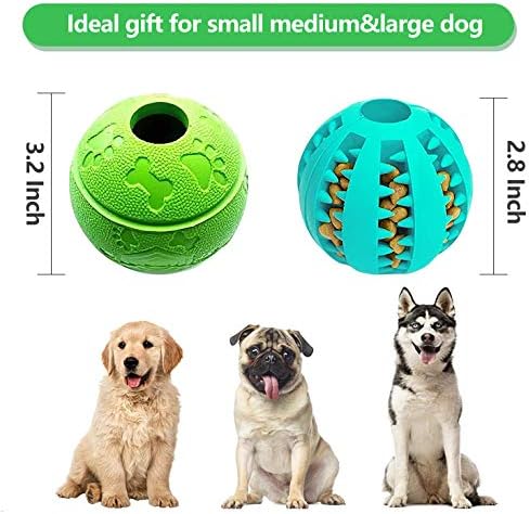 Yeni Dog Puzzle Teething Toy Balls: 2 paket İnteraktif Kauçuk Köpek Maması Dağıtım Topu - Orta Cins Yavru Köpek Can