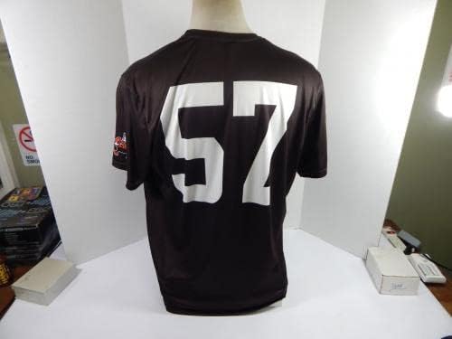 Cleveland Browns 57 Oyun Verilen Kahverengi Uygulama Egzersiz Gömlek DP36848-İmzasız NFL Oyun Kullanılmış Formalar