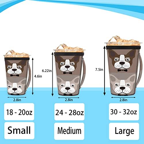 Köpek Lover Kullanımlık Buzlu Kahve Fincanı Kol Neopren Kolu ile 18-20 oz Soğuk Sıcak İçecekler için İçecekler
