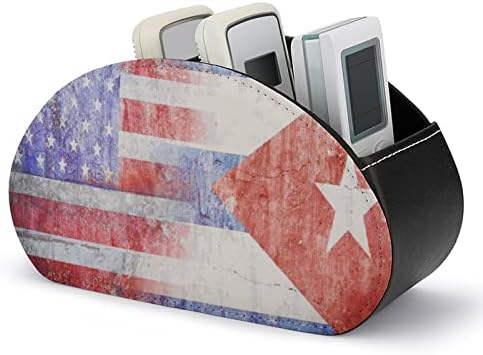 Retro ABD Küba Bayrağı PU Deri Uzaktan Kumanda Tutucu masa düzenleyici saklama kutusu 5 Bölmeli