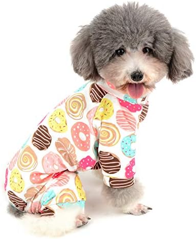 Zunea Küçük Köpek Pijama Tulum Pijama Tulum Yumuşak Pamuk Pjs Tulum Sevimli Çörek Baskılı Köpek Uyku Giysileri Yaz