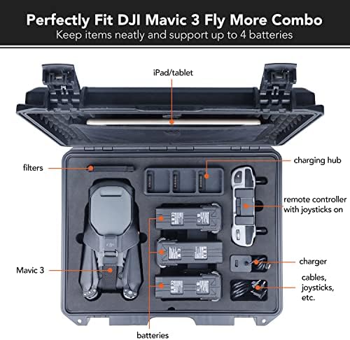 DJI Mavic 3 Classic/Mavic 3(Pro değil) ve iPad/tablet/iniş takımı için Lykus Titan M310P Su Geçirmez Sert çanta,
