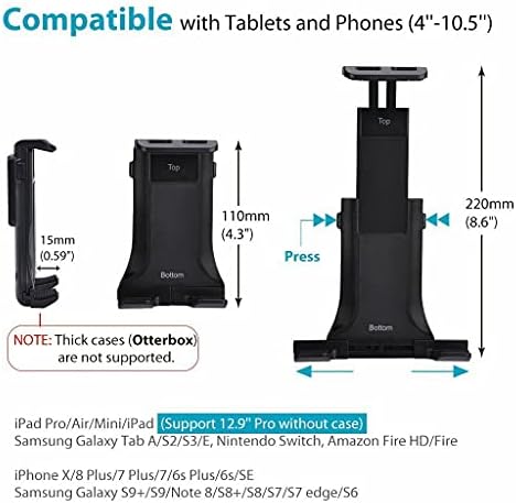 YOVECATHOU 360° Araba Arka Koltuk Kafalık Tutucu Dağı iPad Tablet Telefon Samsung, Diğer 4.7 -10.5 Cep Telefonları