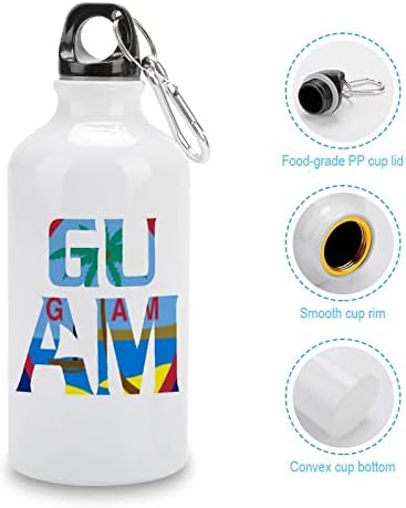 Guam Bayrağı Spor Su Şişeleri Vakum Yalıtımlı Alüminyum Yeniden Kullanılabilir Kapaklı Kupa Bisiklet Bisiklet Kamp