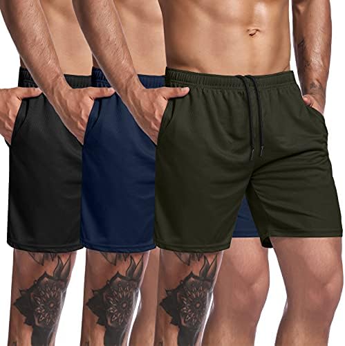 COOFANDY erkek 3 Paket Spor egzersiz şortu Örgü Halter Çömelme Pantolon Eğitim Vücut Geliştirme Jogger Cep ile