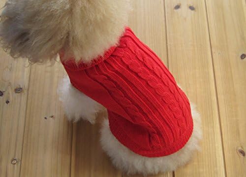 AİLE Küçük Köpek Kazak Örme Pet Kedi Kazak Sıcak Köpek Kazak Köpek Kış Giysileri Yavru Köpek Kazak- (Kırmızı,M)