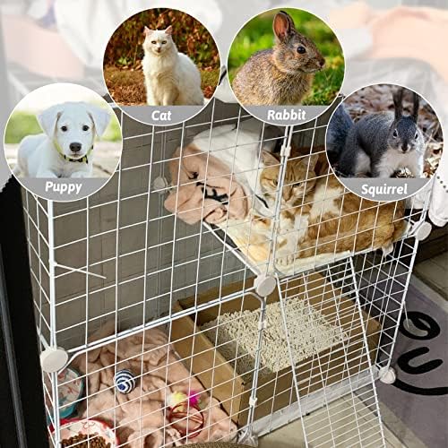 BNOSDM 2 Katmanlı kedi kafesi Kapalı Büyük Ayrılabilir Metal Tel evcil hayvan oyun parkı Kafes DIY Küçük Hayvan Muhafazaları
