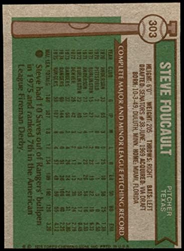 1976 Topps 303 Steve Foucault Teksas Korucuları (Beyzbol Kartı) NM / MT Korucuları