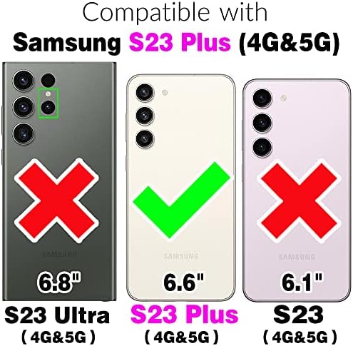 Telefon Kılıfı için Samsung Galaxy S23 Artı S23+ 5G Cüzdan Kapak ile Ekran Koruyucu ve Bilek Kayışı Kordon RFID Kredi