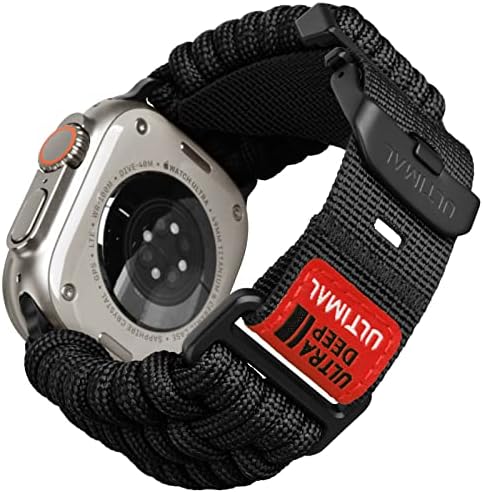 ULTİMAL Band Apple Watch ile uyumlu 49mm/45mm / 44mm/ 42mm, Naylon Dokuma Döngü Açık Havada Spor için Paracord Kayış