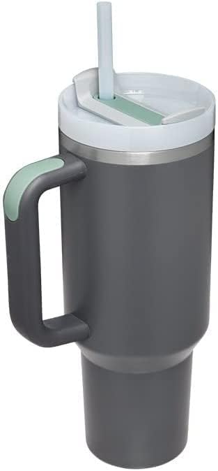 40 OZ Yalıtımlı pipetli bardak, Ev, Ofis veya Araba için Çift Vakumlu Paslanmaz Çelik Su Şişesi-Buzlu Kahve Fincanı