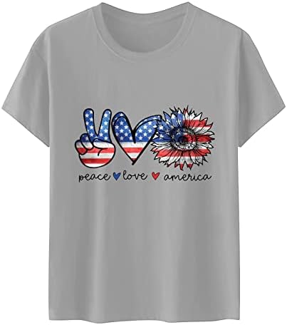 4th Temmuz Tişörtleri Gömlek Kadınlar için Kısa Kollu V Boyun Tunik Üstleri ABD Bayrağı Çizgili Kravat Boya Vatansever