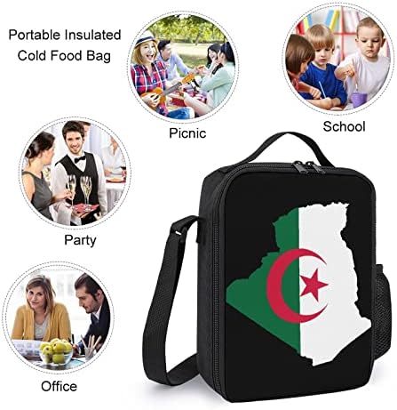Cezayir Bayrağı Harita Öğle Yemeği Çantası Yalıtımlı Sızdırmaz Kutu Soğutucu Tote Çanta Çalışma Piknik Kamp Ayarlanabilir