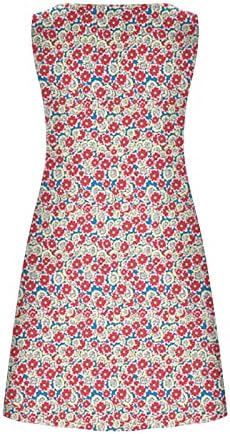 Kadınlar için yaz Elbiseler 2023 Rahat Gevşek Dökümlü Sundress Boho Çiçek Baskı Tankı Elbise Yuvarlak Boyun Elbise