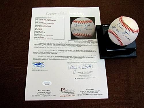 Hank Aaron 57 Mvp Warren Spahn 57 Cy Hof Braves İmzalı Otomatik Onl Beyzbol Jsa Loa İmzalı Beyzbol Topları
