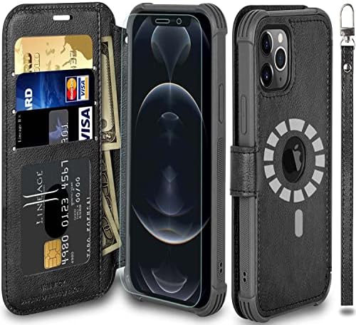 VANAVAGY iPhone 13 Pro Max Cüzdan Kılıf Magsafe, Deri Flip Folio Telefon Kapağı RFID Blok Kart Tutucu ve Bilek Kayışı