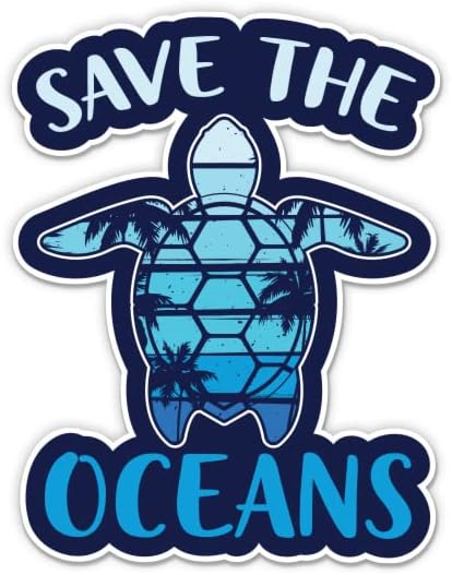 Okyanusları Kurtar Sticker-3 laptop etiketi - Araba, Telefon, Su Şişesi için Su Geçirmez Vinil-Okyanuslarımızı Koruyun