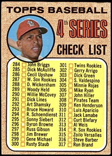 1968 Topps 278 RT Kontrol Listesi 4 Orlando Cepeda St. Louis Cardinals (Beyzbol Kartı) (Sağdaki Telif Hakkı) VG