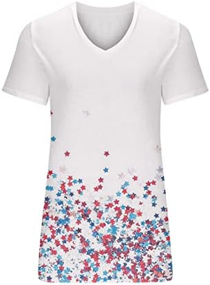 Amerikan Bayrağı Gömlek Kadın 4th Temmuz Vatansever T-Shirt Yıldız Çizgili ABD Tees Casual Grafik Bağımsızlık Günü
