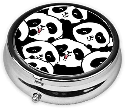 Panda Desen Yuvarlak Hap Kutusu, Mini Taşınabilir Hap Kutusu için Uygun Hap Vitamini Balık Yağı Takviyesi