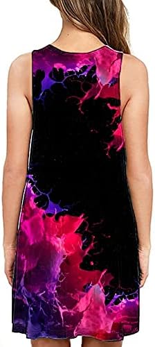 Kulywon Kadın Tankı Elbise 3D Çiçek Grafik Baskı Kolsuz Midi Elbise Yaz Rahat Gevşek Flowy Plaj Elbise ile Cep