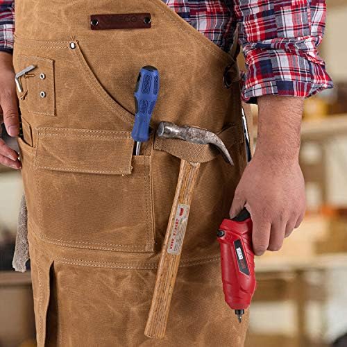 RIVECO İş Önlüğü Erkekler için Cepler ile Araçları, Mumlu Tuval Deri Ped Ağaç İşleme Güvenlik Giyim