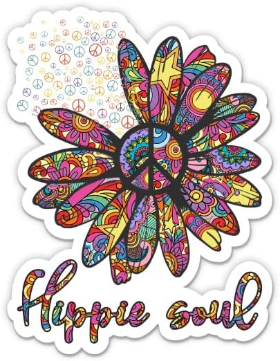 Hippi Soul Sticker-3 laptop etiketi - Su Geçirmez Vinil Araba, Telefon, Su Şişesi-Hippy Boho Barış Çiçek Çıkartması
