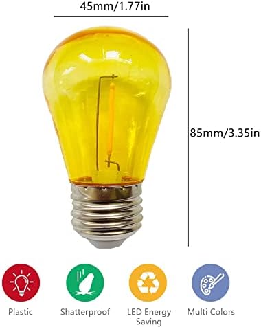 Minsily 15 Paketi S14 LED Ampuller Sarı Noel Yedek Ampul için Açık dize ışıkları 1 W Vintage LED Edison ampul filamanı