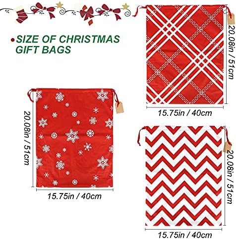 Advantez Pamuk Drawstrıngs hediye keseleri, 3 Adet Kullanımlık hediye keseleri, Noel Hediyesi çanta kumaşı Bez Çuval