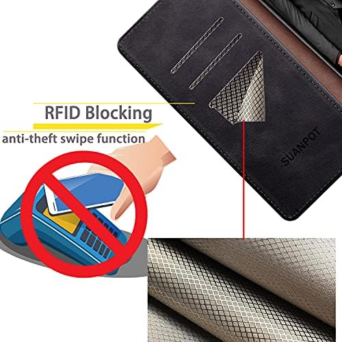 RFID Engelleme ile Samsung Galaxy Not 8 için SUANPOT Deri Cüzdan kılıf Kredi Kartı Tutucu, Flip Folio Kitap Telefon