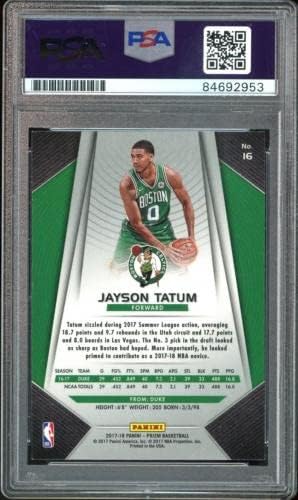 2017 Panini Prizm 16 Jayson Tatum RC Kart Üzerinde Yeşil Mürekkep PSA / DNA Oto MÜCEVHER NANE 10-İmzasız Basketbol