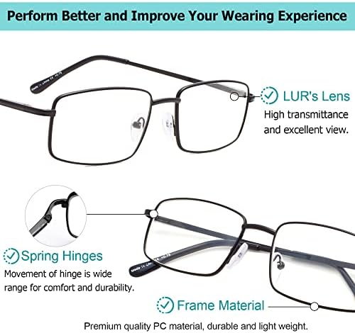 LUR 3 Paket Metal okuma gözlüğü + 3 Paket Yarı çerçevesiz okuma gözlüğü(Toplam 6 Çift Okuyucu +0.75)