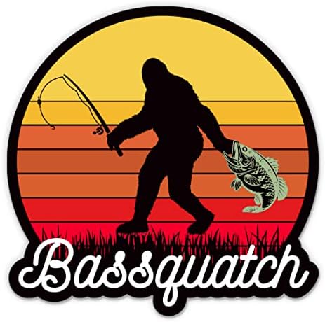 Bigfoot Bassquatch Sticker-3 laptop etiketi - Su Geçirmez Vinil Araba, Telefon, Su Şişesi-Komik Yeti Balıkçılık Çıkartması